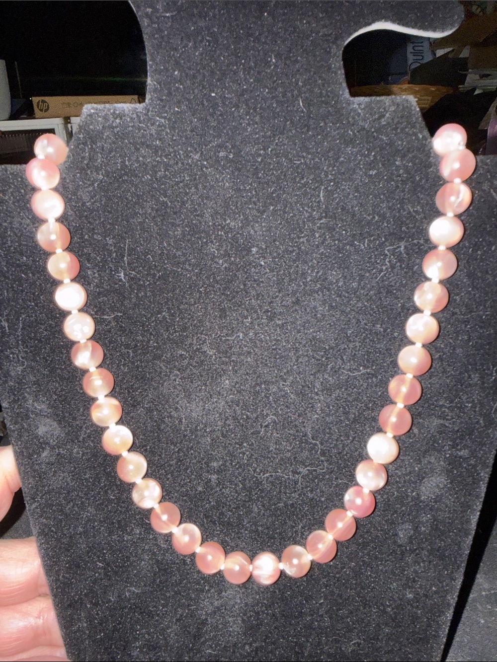 Vintage Pink Bead Necklace - Pink Women Jewelry